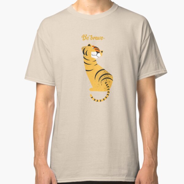 Illustration Kinderzimmer mit Tiger und Typografie – Be brave tiger Classic T-Shirt