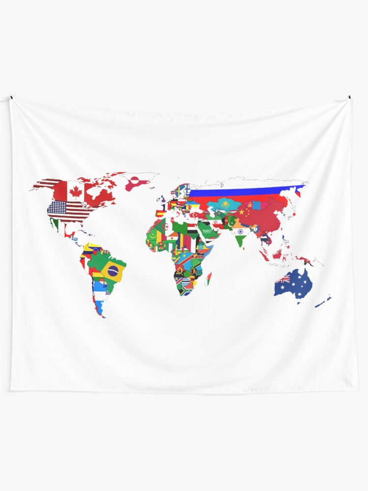 "World Flags Map" Wall Tapestry by WorldFlagCo Redbubble