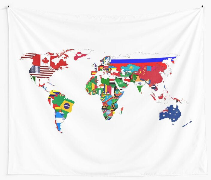 "World Flags Map" Wall Tapestry by WorldFlagCo  Redbubble