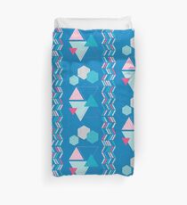 Geometric Shapes Blue Pink Abstract Duvet Cover