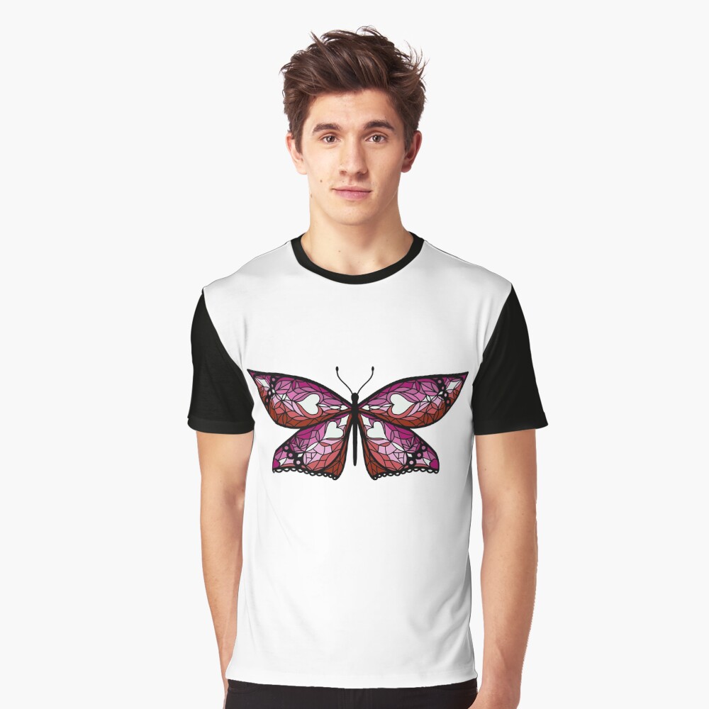Fly With Pride: Lesbian Flag Butterfly Graphic T-Shirt
