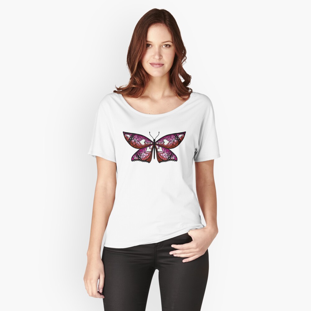 Fly With Pride: Lesbian Flag Butterfly Relaxed Fit T-Shirt