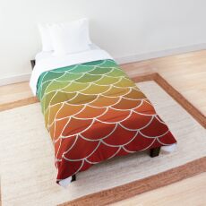 Blue Gold Red Fish Scales Comforter