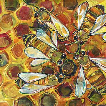 Artwork thumbnail, Bees Painting - 2019 by gwennpaints