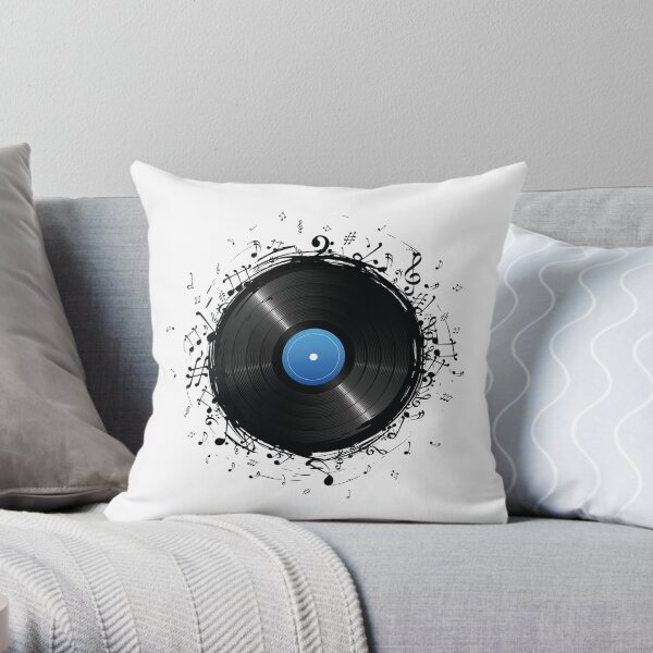33 Vinyl Record Music Notes Throw Pillow