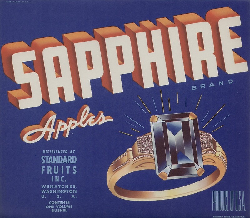 Vintage Food Crate Label Sapphire Wenatchee Washington Apples Fruit   Flat,800x800,075,f.u7 