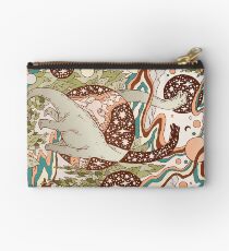 Jurassic Portal | Retro Rainbow Palette | Dinosaur Science Fiction Art Zipper Pouch
