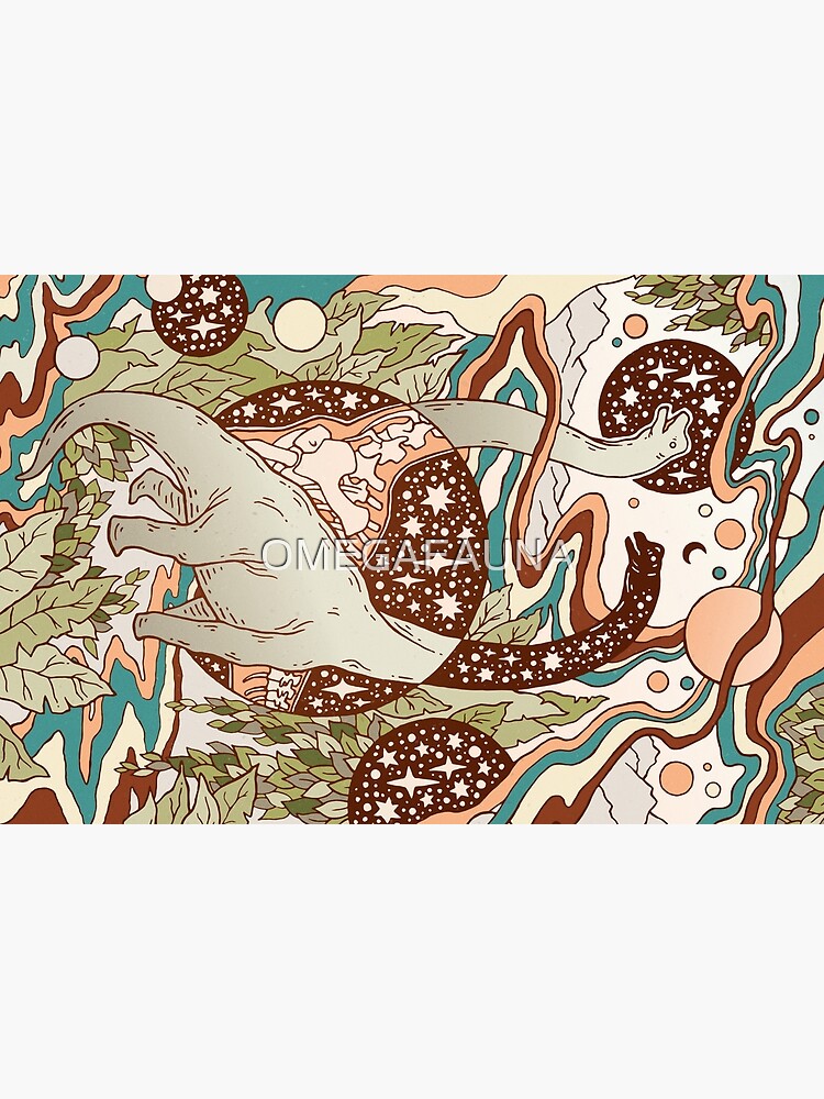 Jurassic Portal | Retro Rainbow Palette | Dinosaur Science Fiction Art by OMEGAFAUNA