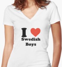 I love (heart) Swedish Boys Women's Fitted V-Neck T-Shirt