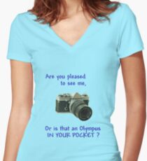 Are you pleased to see me. Olympus. Women's Fitted V-Neck T-Shirt