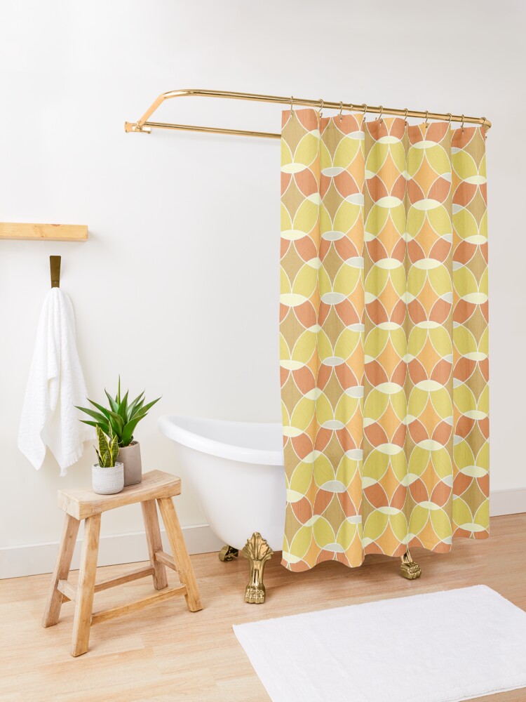 Alternate view of Retro Orange Tile Pattern Shower Curtain