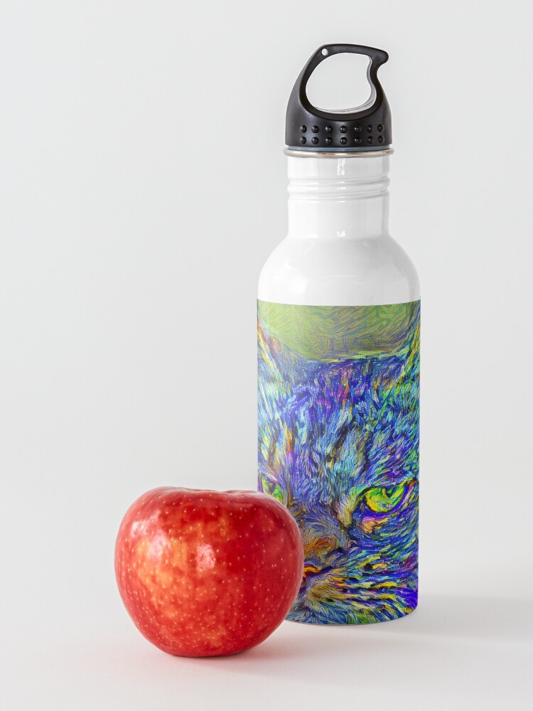 Alternate view of Artificial neural style Post-Impressionism cat Water Bottle
