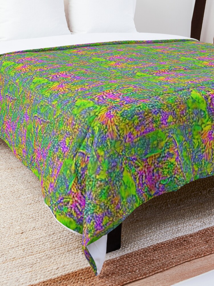 Alternate view of Artificial neural style Flower cat Comforter