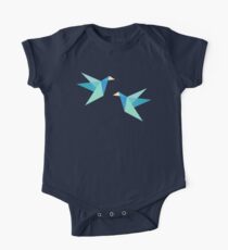 Orange Paper Cranes Short Sleeve Baby One-Piece