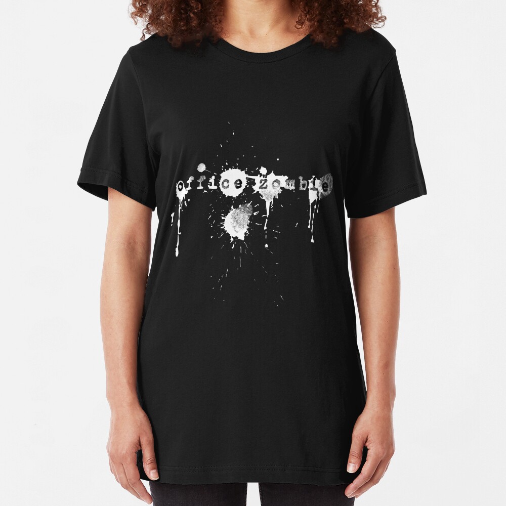 Office Zombie (White on Black) Slim Fit T-Shirt