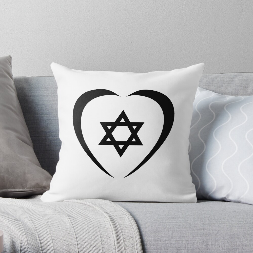 Jewish Heart Third Culture Series (Black) Throw Pillow