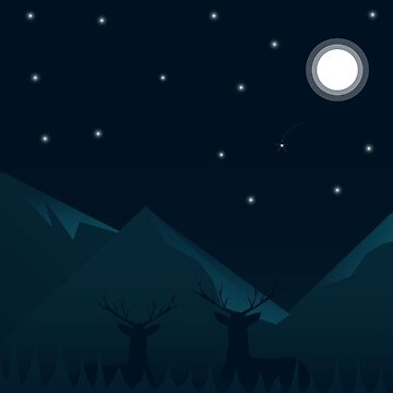 Artwork thumbnail, The impressive moon rise with deer can be an impressive sight. by vectormarketnet