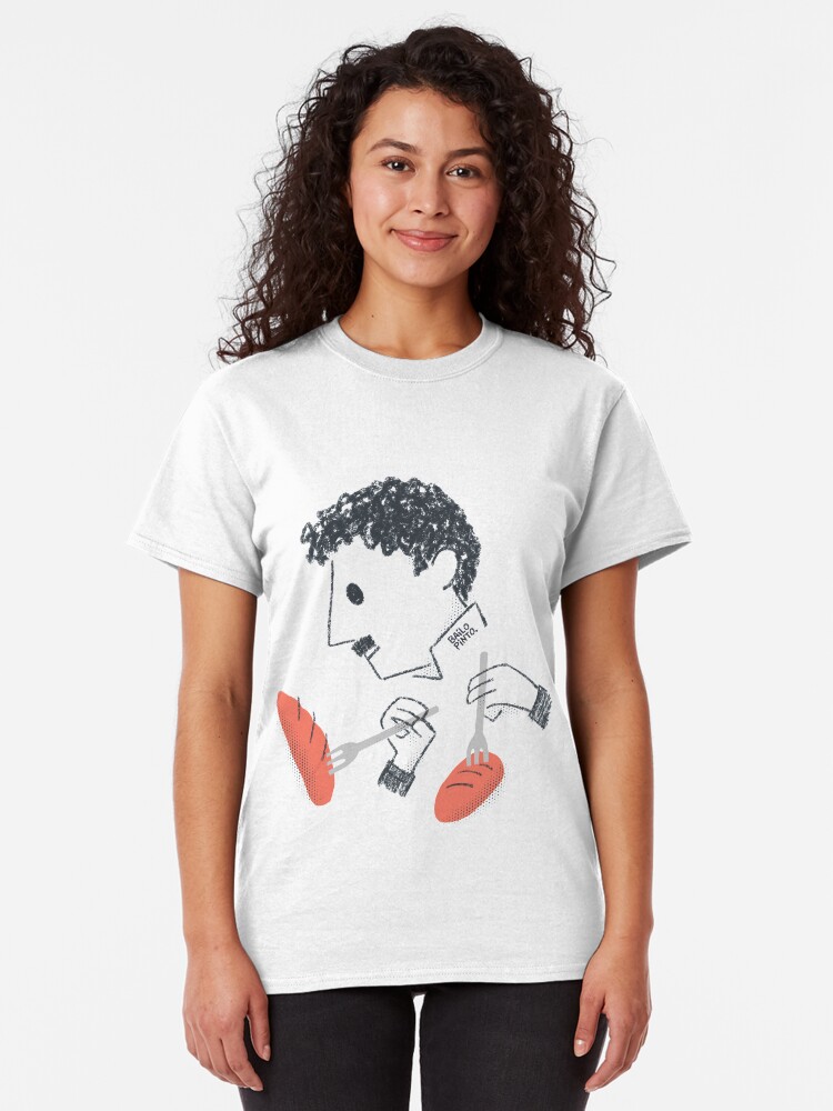Vista alternativa de Camiseta clásica Baile de Chaplin con tenedores y pan