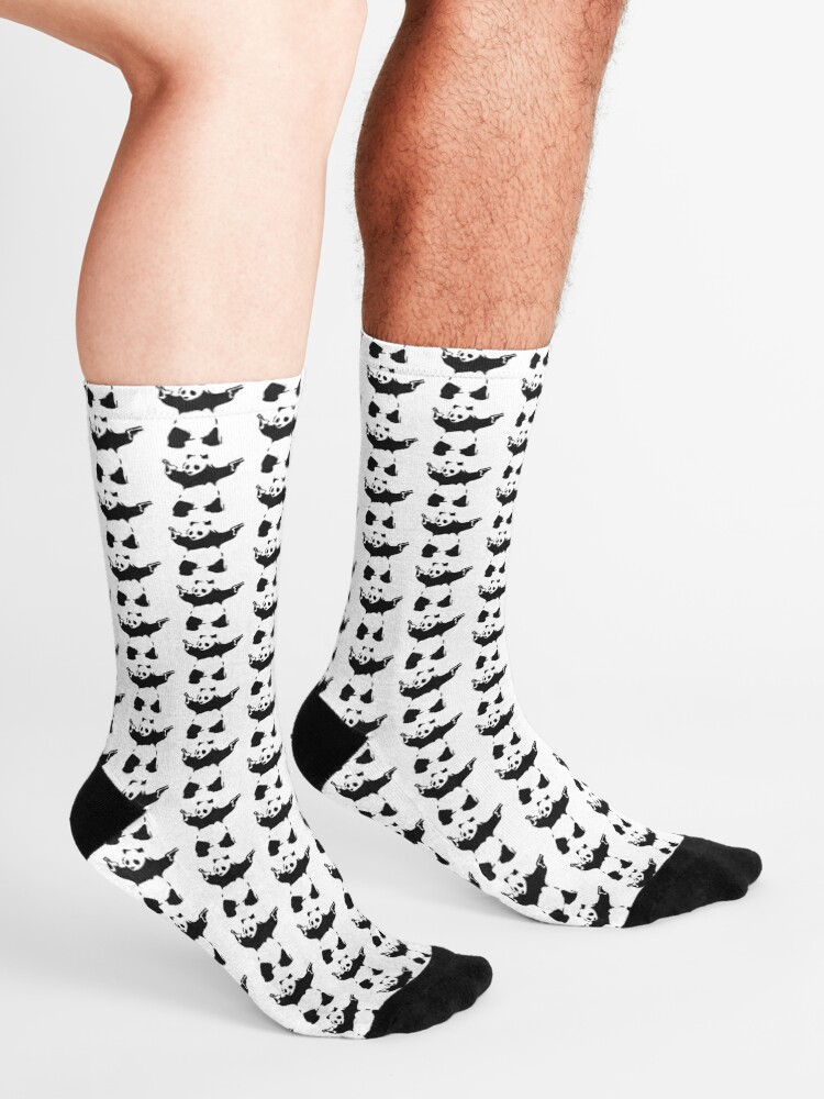 Alternate view of Banksy Panda with guns black and white Graffiti Street art with Banksy signature tag on white background HD HIGH QUALITY ONLINE STORE Socks