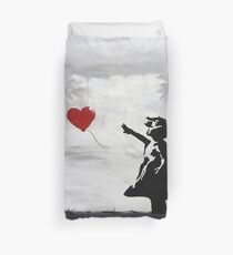 Banksy Girl with heart balloon graffiti ORIGINAL WALL street art HD HIGH QUALITY ONLINE STORE Duvet Cover