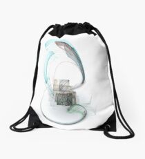 Square in the wood Drawstring Bag