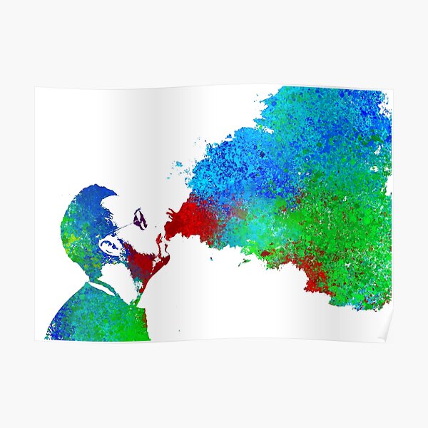 Watercolor Vaping Man Poster