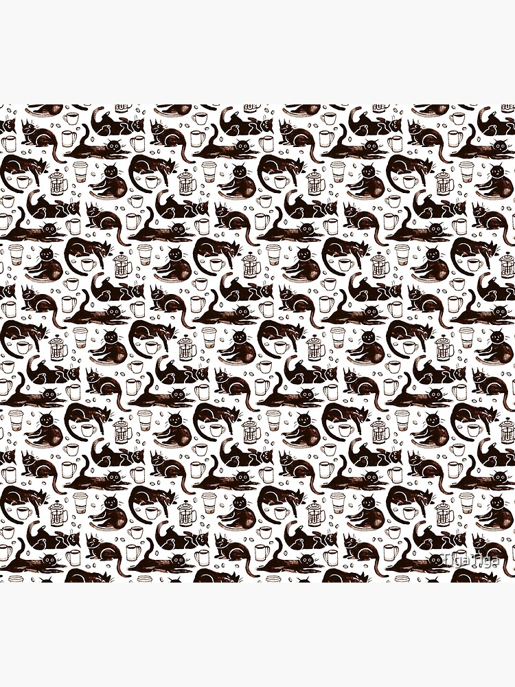 Gouache Black Cats & Coffee by TigaTiga