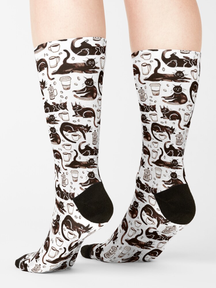 Alternate view of Gouache Black Cats & Coffee Socks