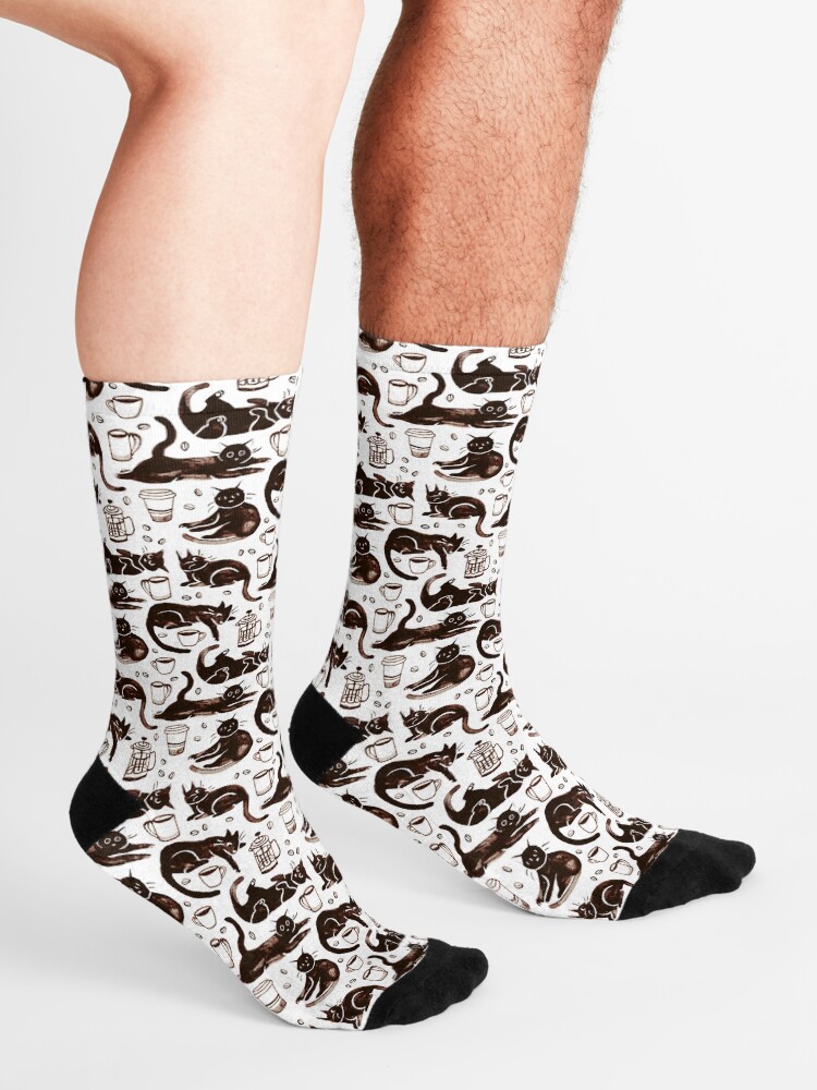 Alternate view of Gouache Black Cats & Coffee Socks