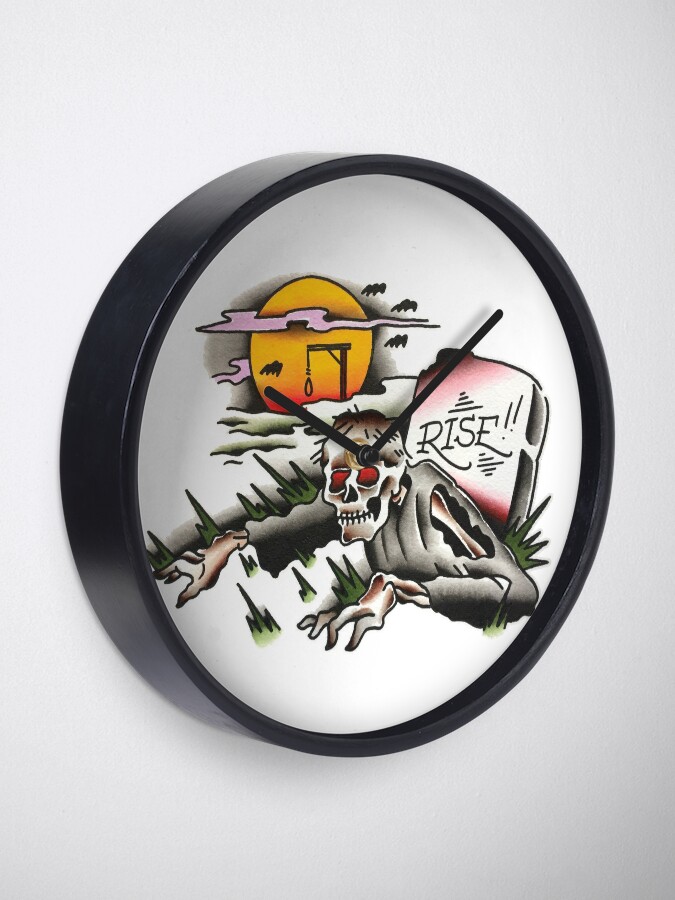 Alternate view of Traditional Rising Zombie Tattoo Design Clock