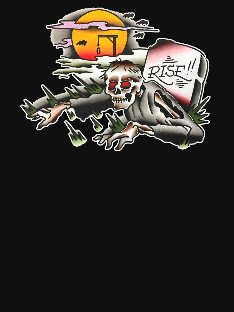 Traditional Rising Zombie Tattoo Design by F-T-T