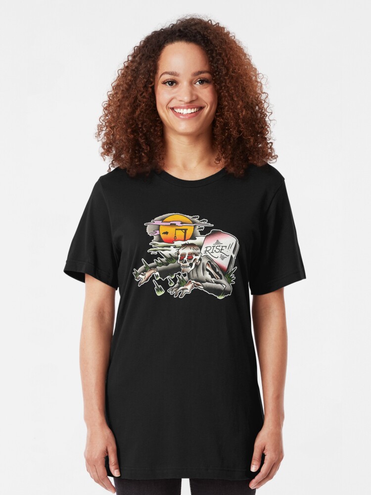 Alternate view of Traditional Rising Zombie Tattoo Design Slim Fit T-Shirt