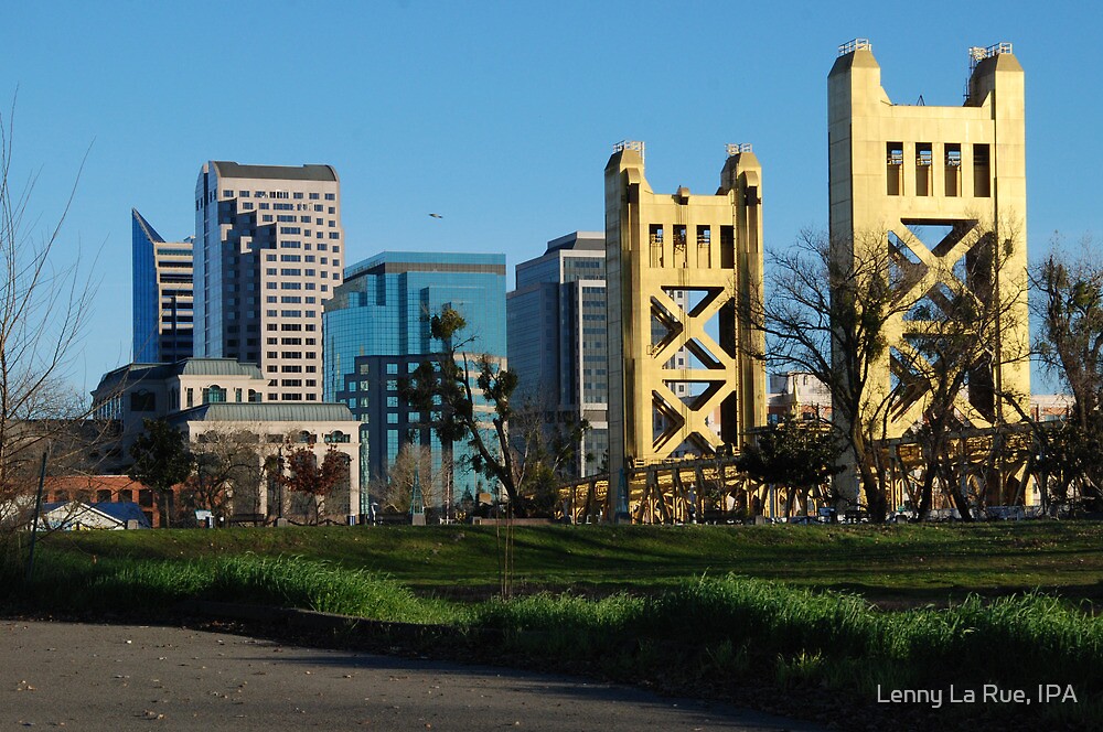 "Capitol Bridge & Sacramento skyline (from West Sac)" by Lenny La Rue
