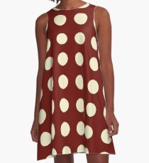 Burgundy and Cream Polka Dots A-Line Dress