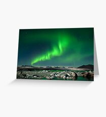 Aurora at Jökulsárlón. (Iceland.) Greeting Card