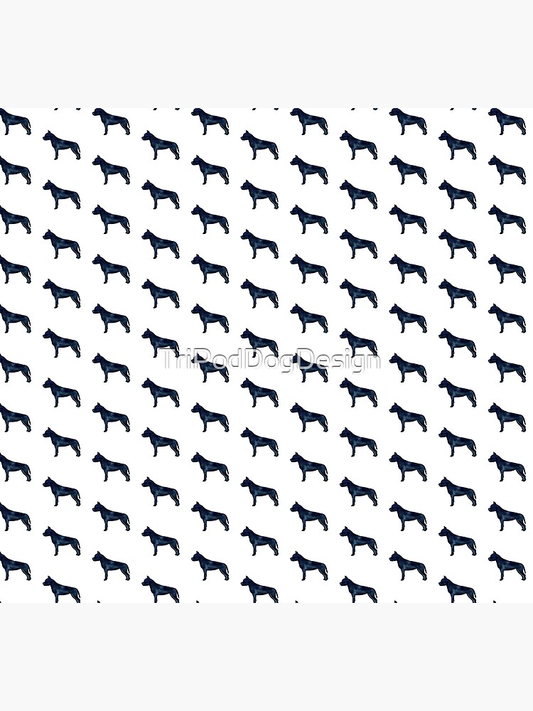 American Staffordshire Bull Terrier Dog Breed Silhouette Black Indigo Blue Watercolor by TriPodDogDesign