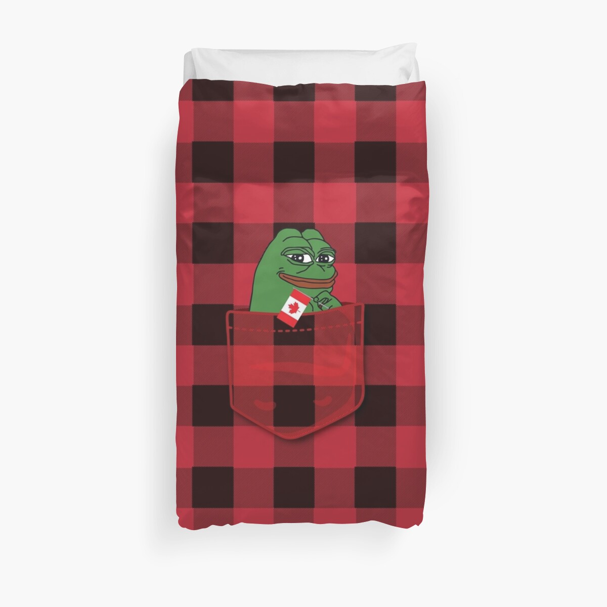 Rare Pepe Happy Canadian With Canada Flag In A T Shirt Pocket Red