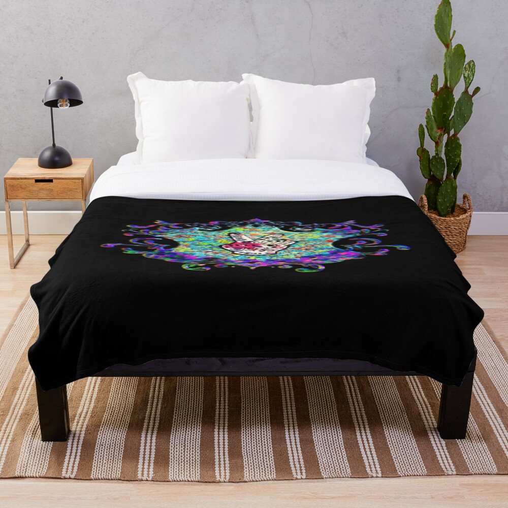Peace Sign Emblem Abstract Retro Artwork on a throw blanket