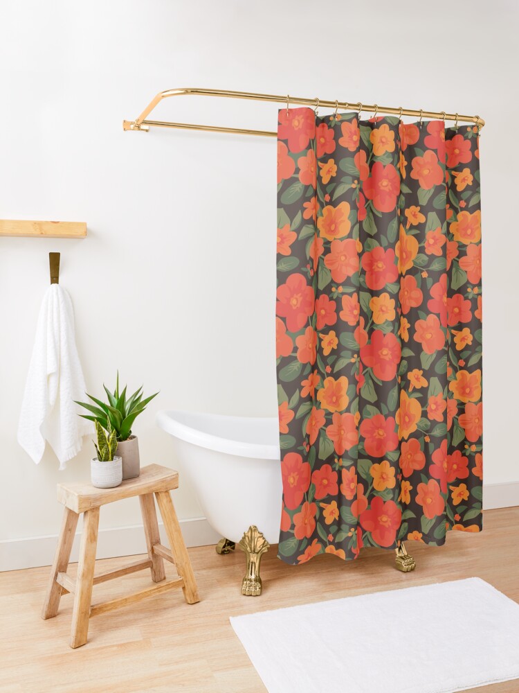 Alternate view of Marmalade Bush. Streptosolen jamesonii Pattern Shower Curtain