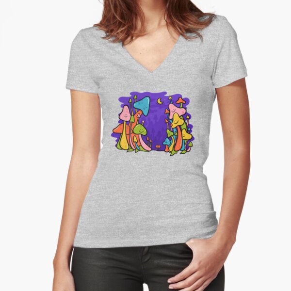 Overgrown Mushrooms Fitted V-Neck T-Shirt