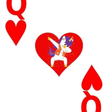 Artwork thumbnail, Queen of Hearts, Deck of Cards, Dabbing Unicorn Costume. by maxxexchange