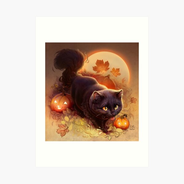 Halloween Kitty (Lit Version) Art Print