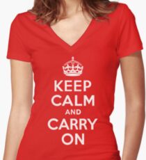 keep calm and carry on Women's Fitted V-Neck T-Shirt