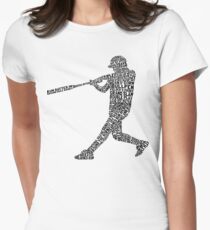 Softball Baseball Player Calligram Women's Fitted T-Shirt