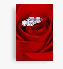 Red Rose with Diamond Ring Canvas Print