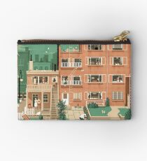Travel Posters - Hitchcock's Rear Window - Greenwitch Village New York Zipper Pouch