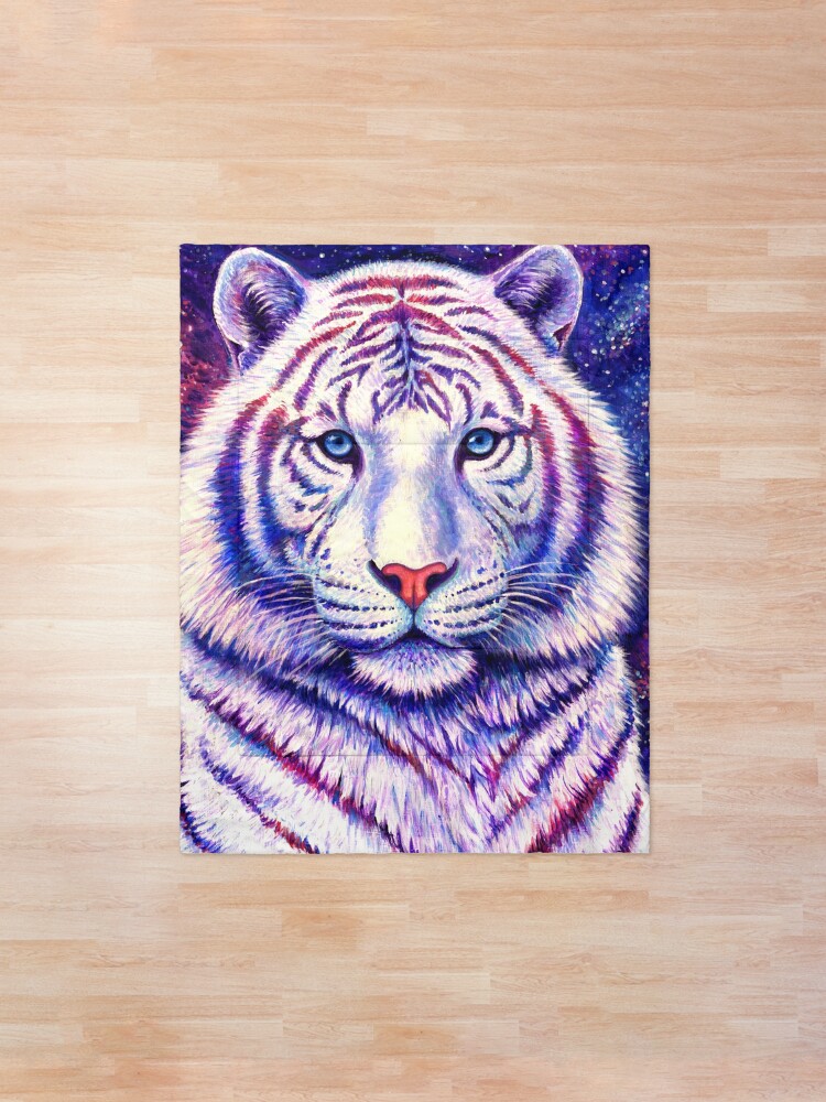 Among The Stars Cosmic White Tiger Comforter By Lioncrusher