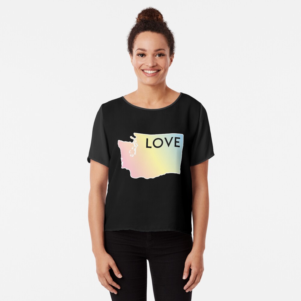 Pastel Rainbow Washington State Love Chiffon Top