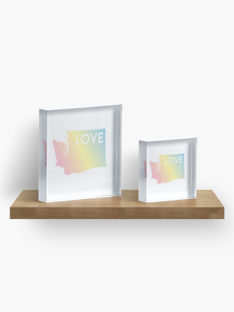 Alternate view of Pastel Rainbow Washington State Love Acrylic Block