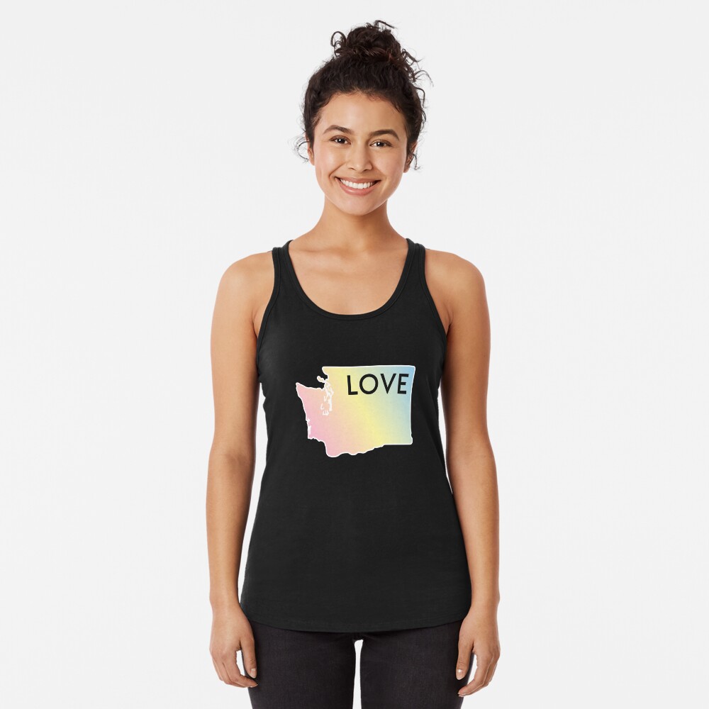Pastel Rainbow Washington State Love Racerback Tank Top
